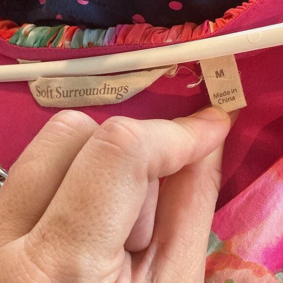 Soft Surroundings Womens Maxi Dress Sz Medium Chiffon Watercolor Floral Feminine - Picture 3 of 10